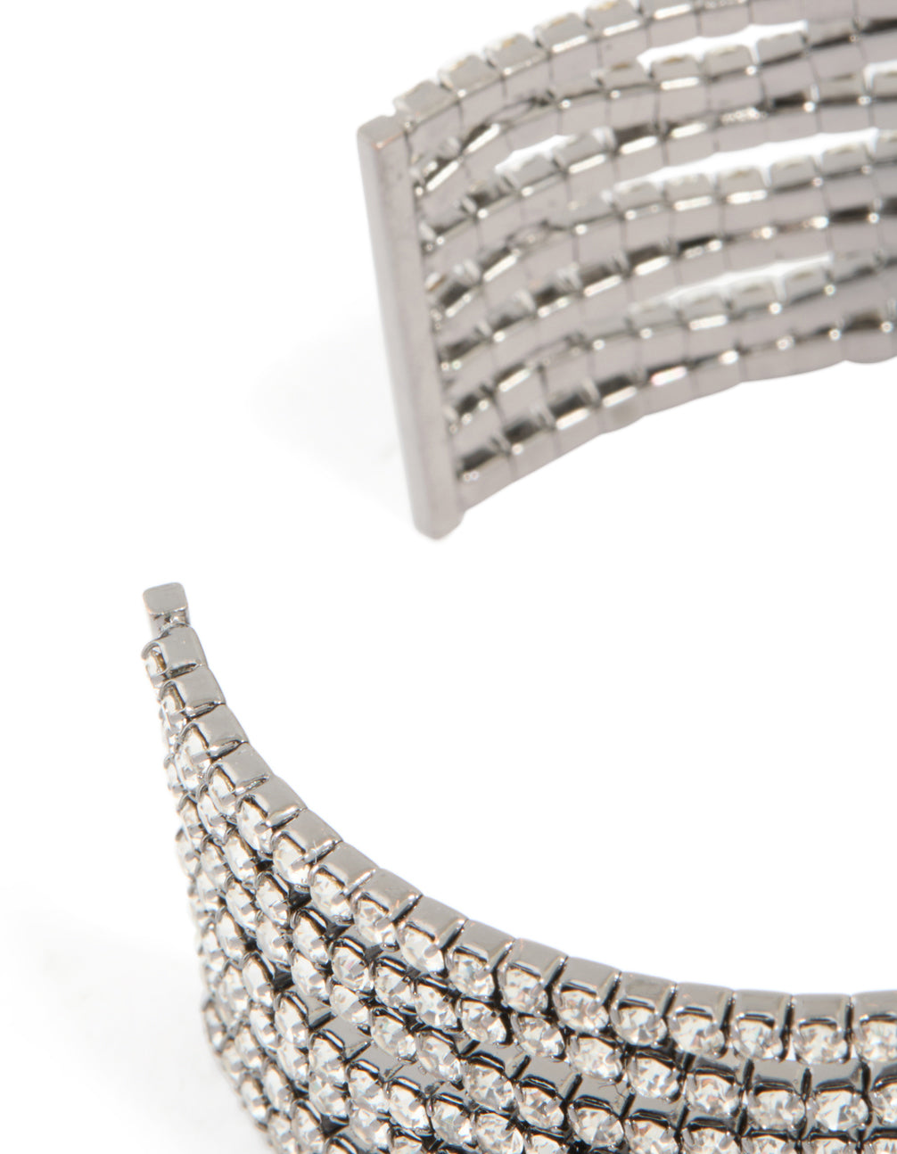 Gunmetal Silver Diamante Wavy Wrist Cuff