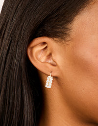 Gold Cubic Zirconia Floral Hoop Earrings - link has visual effect only