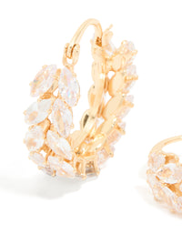 Gold Cubic Zirconia Floral Hoop Earrings - link has visual effect only