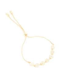 Gold Cubic Zirconia Floral Toggle Bracelet - link has visual effect only