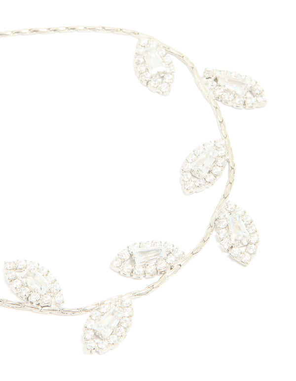 Silver Cubic Zirconia Multi Leaf Toggle Bracelet