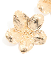 Gold Textured Flower Stud Earrings - link has visual effect only