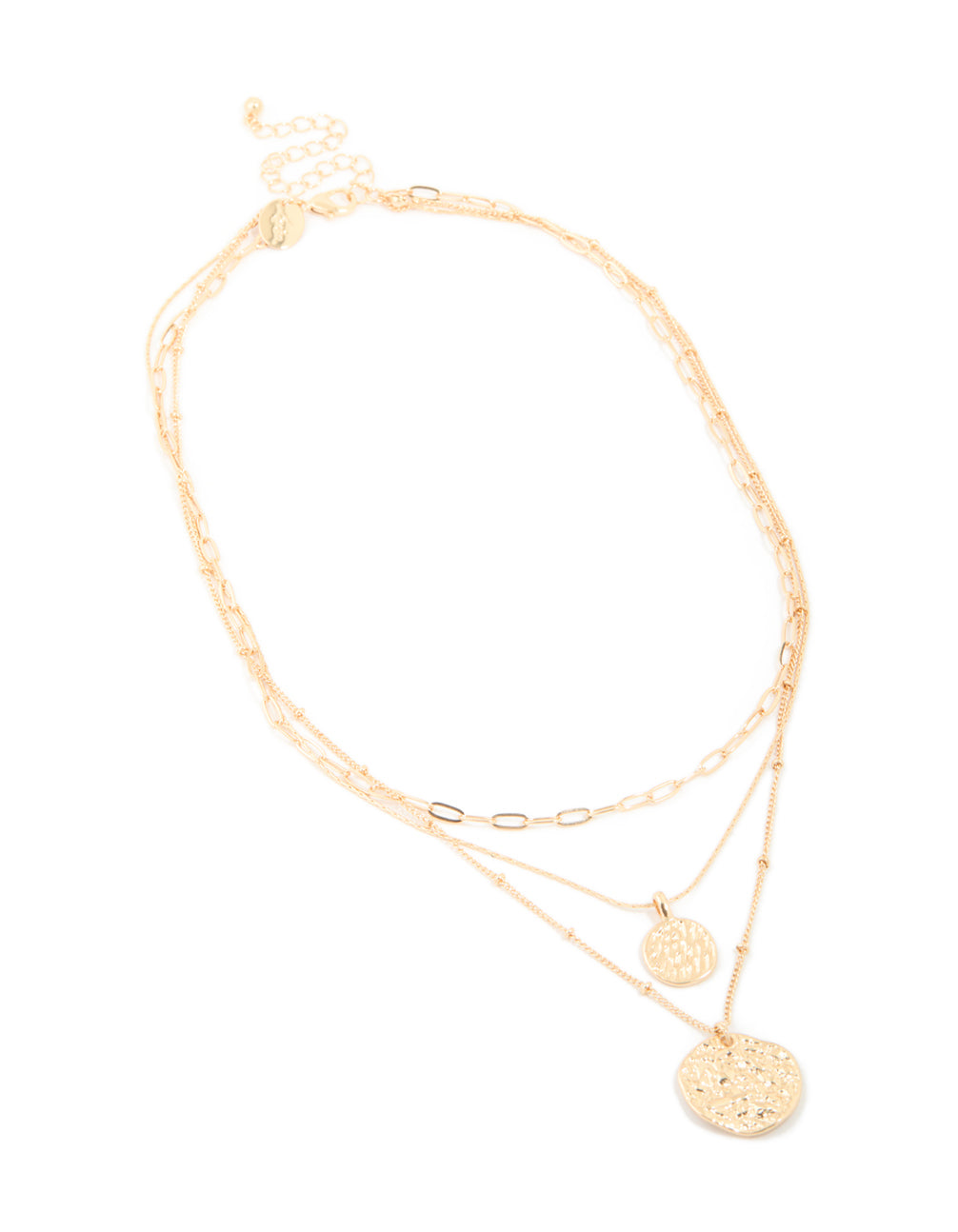 Gold Molten Circle Layered Necklace