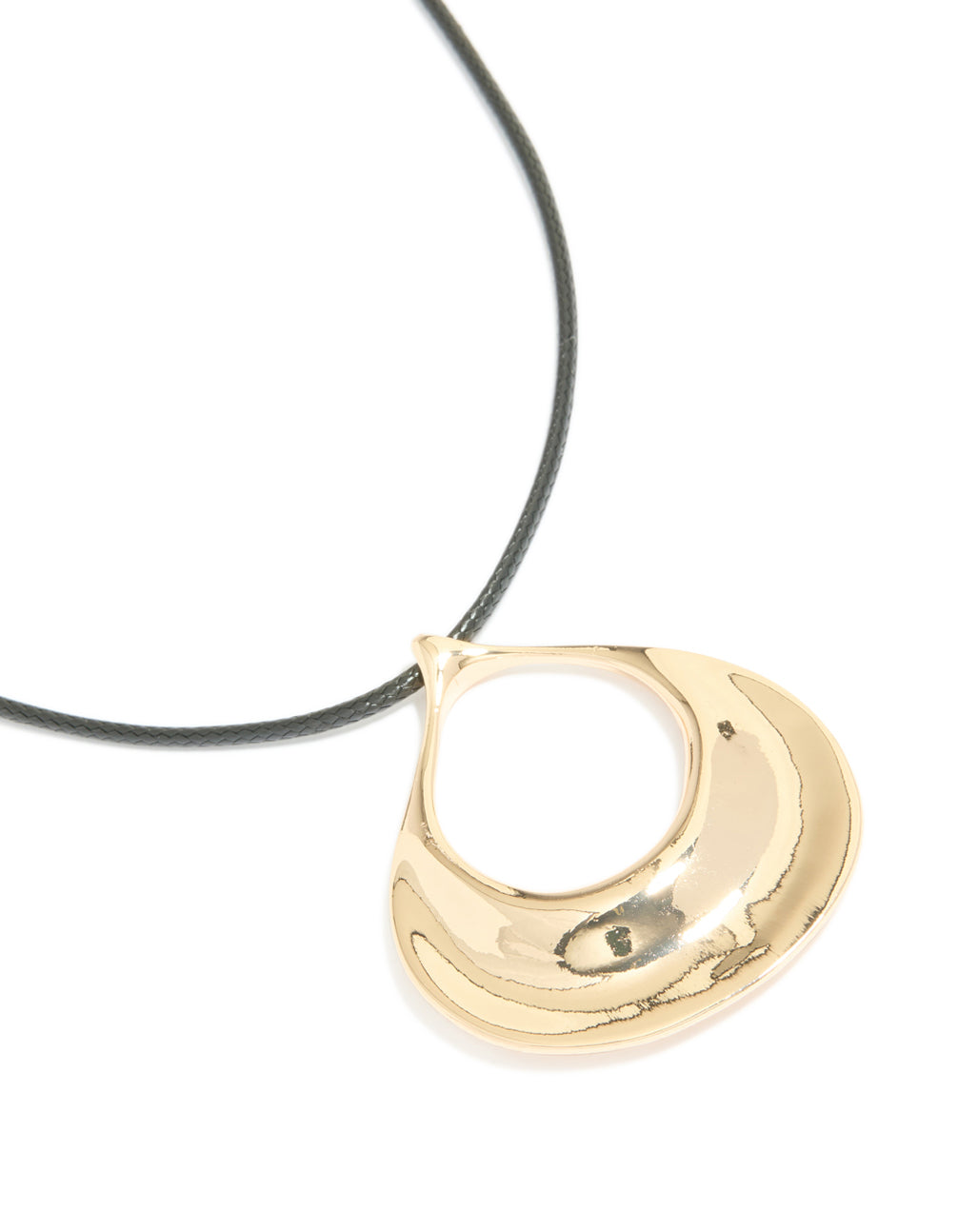 Gold Open Orb Pendant Cord Necklace