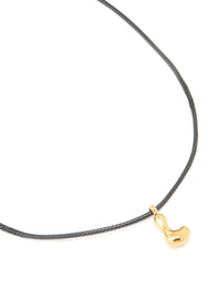 Waterproof Gold Plated Stainless Steel Large Bubble Letter L Cord Necklace - link has visual effect only