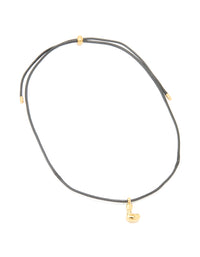 Waterproof Gold Plated Stainless Steel Large Bubble Letter L Cord Necklace - link has visual effect only