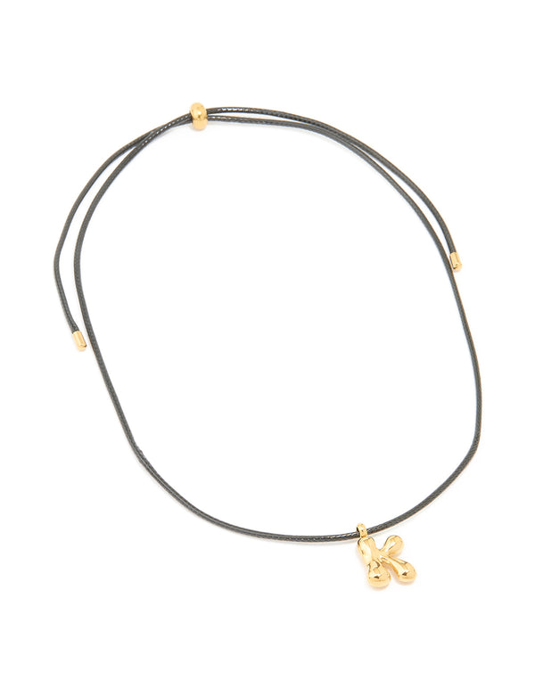 Waterproof Gold Plated Stainless Steel Large Bubble Letter K Cord Necklace