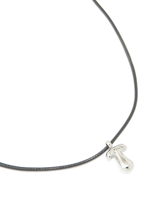 Waterproof Stainless Steel Large Bubble Letter T Cord Necklace