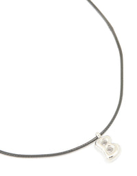 Waterproof Stainless Steel Large Bubble Letter B Cord Necklace - link has visual effect only