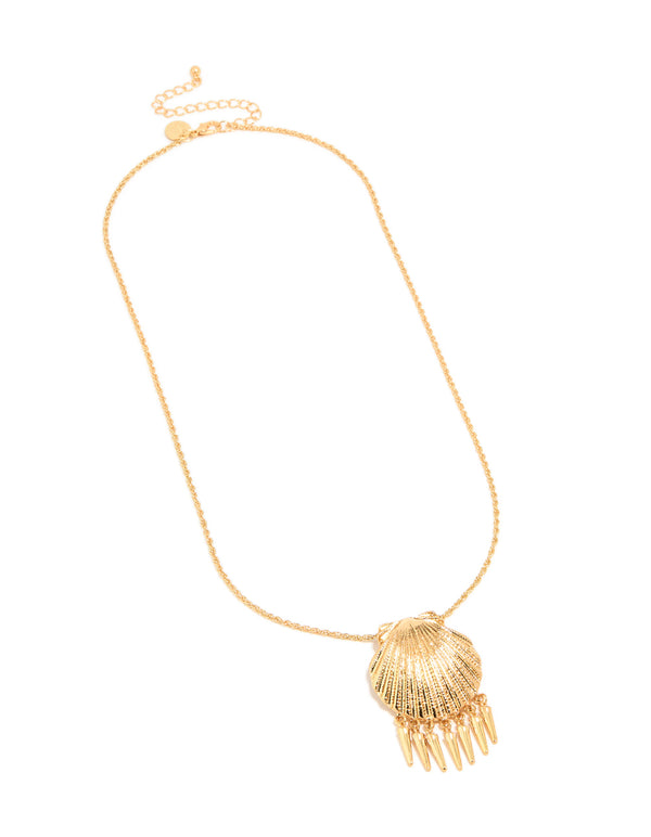 Gold Shell Tassel Pendant Necklace