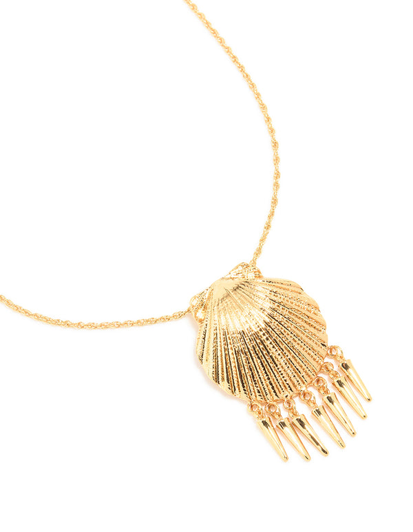 Gold Shell Tassel Pendant Necklace