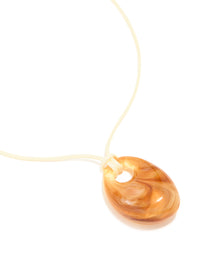Brown Acrylic Drop Pendant White Cord Necklace - link has visual effect only