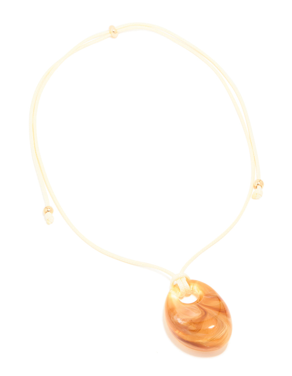 Brown Acrylic Drop Pendant White Cord Necklace