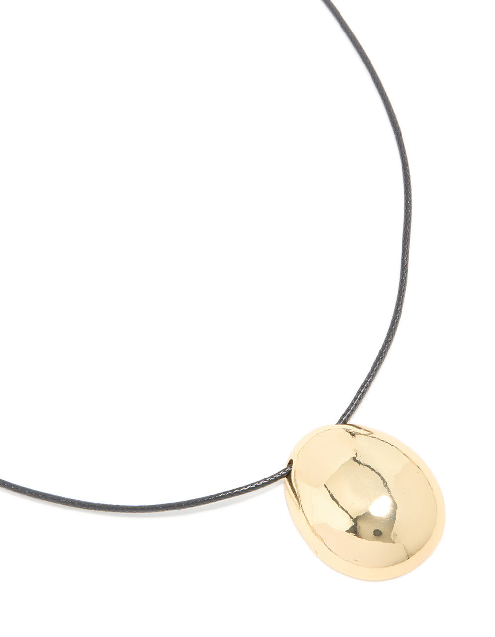 Waterproof Gold Plated Stainless Steel Dome Droplet Pendant Cord Necklace