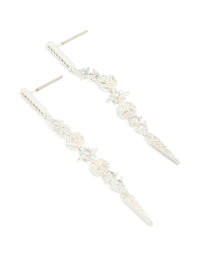 Silver Plated Cubic Zirconia Celestial Linear Earrings - link has visual effect only