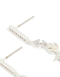 Silver Plated Cubic Zirconia Celestial Linear Earrings - link has visual effect only