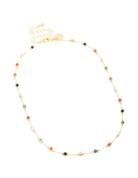Gold Plated Multicoloured Semi Precious Stone Short Necklace - link has visual effect only