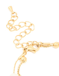 Waterproof Gold Plated Stainless Steel Pearl & Beaded Balls Layered Bracelet - link has visual effect only