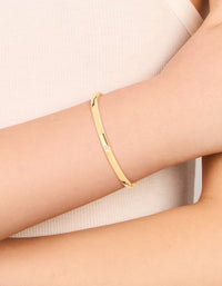 Waterproof Gold Plated Stainless Steel Smooth Open Wrist Cuff - link has visual effect only