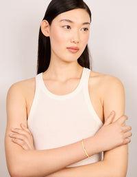 Waterproof Gold Plated Stainless Steel Smooth Open Wrist Cuff - link has visual effect only