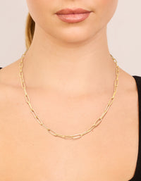 Waterproof Gold Plated Stainless Steel Fine Link Dainty Clasp Necklace - link has visual effect only