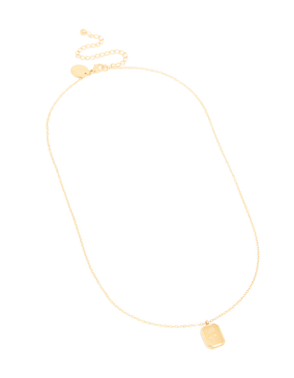 Waterproof Gold Plated Stainless Steel Birth Flower July Larkspur Necklace