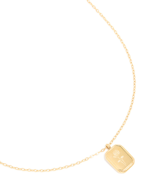 Waterproof Gold Plated Stainless Steel Birth Flower July Larkspur Necklace