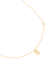 Waterproof Gold Plated Stainless Steel Letter E Dainty Pendant Necklace - link has visual effect only