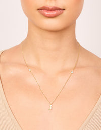 Waterproof Gold Plated Stainless Steel Letter J Dainty Pendant Necklace - link has visual effect only