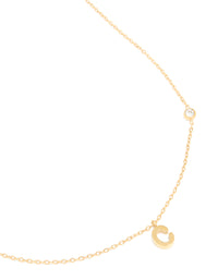 Waterproof Gold Plated Stainless Steel Letter C Dainty Pendant Necklace - link has visual effect only