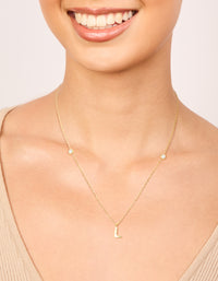 Waterproof Gold Plated Stainless Steel Letter L Dainty Pendant Necklace - link has visual effect only
