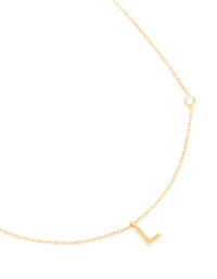 Waterproof Gold Plated Stainless Steel Letter L Dainty Pendant Necklace - link has visual effect only
