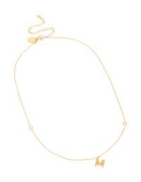 Waterproof Gold Plated Stainless Steel Letter M Dainty Pendant Necklace - link has visual effect only