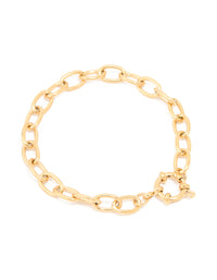 Waterproof Gold Plated Stainless Steel Dainty Clasp Chain Bracelet - link has visual effect only