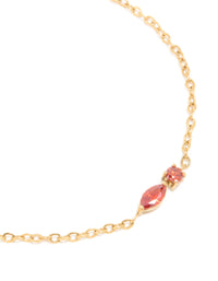 Waterproof Gold Plated Stainless Steel July Red Cubic Zirconia Birthstone Bracelet - link has visual effect only