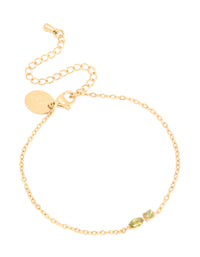 Waterproof Gold Plated Stainless Steel August Light Green Cubic Zirconia Birthstone Bracelet - link has visual effect only