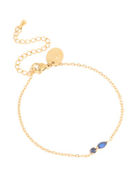 Waterproof Gold Plated Stainless Steel September Blue Cubic Zirconia Birthstone Bracelet - link has visual effect only