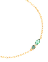 Waterproof Gold Plated Stainless Steel May Green Cubic Zirconia Birthstone Bracelet - link has visual effect only