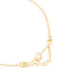 Waterproof Gold Plated Stainless Steel Cubic Zirconia Capricorn Zodiac Sign Bracelet - link has visual effect only
