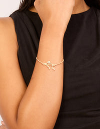 Waterproof Gold Plated Stainless Steel Cubic Zirconia Libra Zodiac Sign Bracelet - link has visual effect only