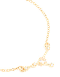 Waterproof Gold Plated Stainless Steel Cubic Zirconia Cancer Zodiac Sign Bracelet - link has visual effect only