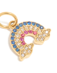 Waterproof Gold Plated Stainless Steel Cubic Zirconia Rainbow Charm - link has visual effect only