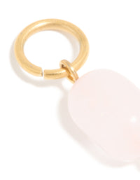 Waterproof Gold Plated Stainless Steel Rose Quartz Semi Precious Stone Charm - link has visual effect only