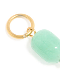 Waterproof Gold Plated Stainless Steel Jade Semi Precious Stone Charm - link has visual effect only
