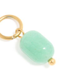 Waterproof Gold Plated Stainless Steel Jade Semi Precious Stone Charm - link has visual effect only