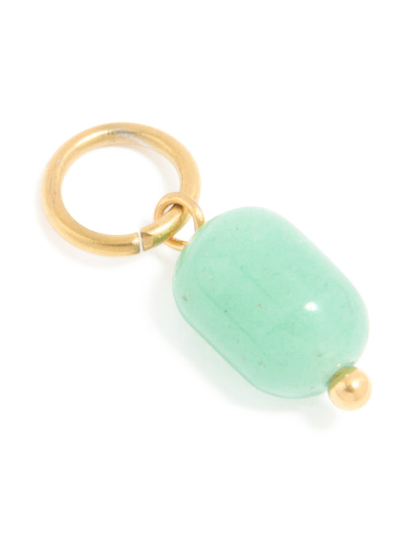 Waterproof Gold Plated Stainless Steel Jade Semi Precious Stone Charm