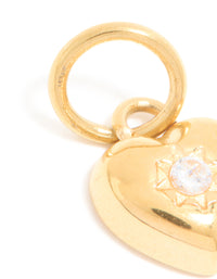 Waterproof Gold Plated Stainless Steel Cubic Zirconia Puffy Heart Charm - link has visual effect only