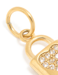 Waterproof Gold Plated Stainless Steel Cubic Zirconia Heart Locket Charm - link has visual effect only