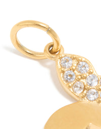 Waterproof Gold Plated Stainless Steel Cubic Zirconia Butterfly Charm - link has visual effect only