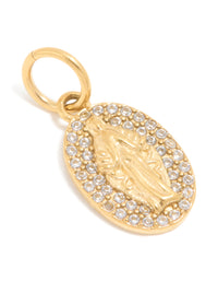 Waterproof Gold Plated Stainless Steel Cubic Zirconia Mary Charm - link has visual effect only